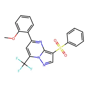 5-(2-methoxyphenyl)-3-(phenylsulfonyl)-7-(trifluoromethyl)pyrazolo[1,5-a]pyrimidine structure