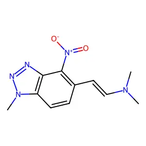N,N-dimethyl-2-(1-methyl-4-nitrobenzotriazol-5-yl)ethenamine structure