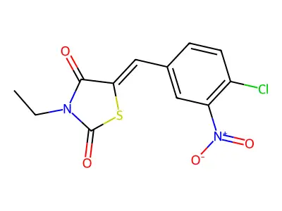 5-[(Z)-(4-chloro-3-nitrophenyl)methylidene]-3-ethyl-1,3-thiazolane-2,4-dione structure