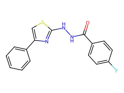 4-fluoro-N'-(4-phenyl-1,3-thiazol-2-yl)benzohydrazide structure