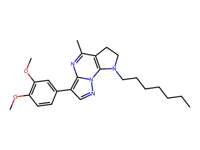 3-(3,4-dimethoxyphenyl)-8-heptyl-5-methyl-7,8-dihydro-6H-pyrazolo[1,5-a]pyrrolo[3,2-e]pyrimidine structure