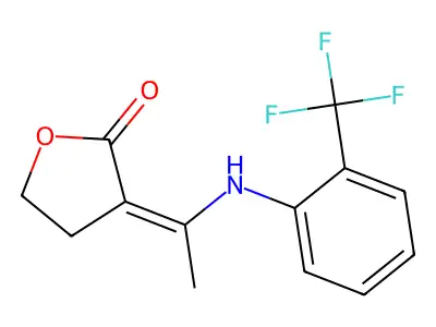 3-{(Z)-1-[2-(trifluoromethyl)anilino]ethylidene}dihydro-2-furanone structure