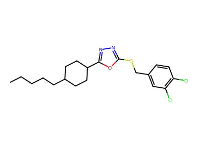 2-[(3,4-Dichlorobenzyl)sulfanyl]-5-(4-pentylcyclohexyl)-1,3,4-oxadiazole structure