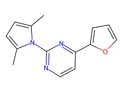 2-(2,5-dimethyl-1H-pyrrol-1-yl)-4-(2-furyl)pyrimidine structure