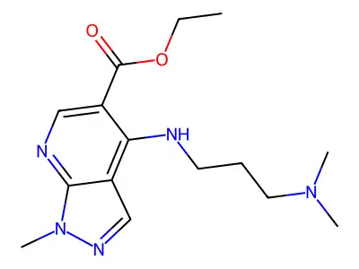 ethyl 4-{[3-(dimethylamino)propyl]amino}-1-methyl-1H-pyrazolo[3,4-b]pyridine-5-carboxylate structure