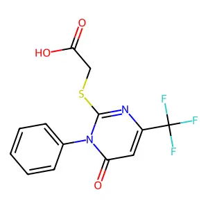 2-{[6-oxo-1-phenyl-4-(trifluoromethyl)-1,6-dihydro-2-pyrimidinyl]sulfanyl}acetic acid structure