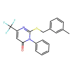 2-[(3-methylbenzyl)sulfanyl]-3-phenyl-6-(trifluoromethyl)-4(3H)-pyrimidinone structure