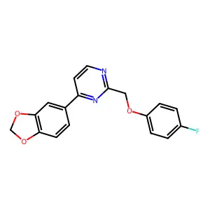 [4-(1,3-Benzodioxol-5-yl)-2-pyrimidinyl]methyl 4-fluorophenyl ether structure