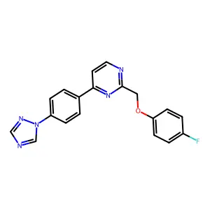 2-[(4-fluorophenoxy)methyl]-4-[4-(1H-1,2,4-triazol-1-yl)phenyl]pyrimidine structure