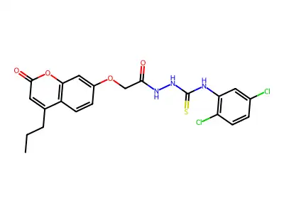 N-(2,5-Dichlorophenyl)-2-(2-((2-oxo-4-propyl-2H-chromen-7-yl)oxy)acetyl)hydrazinecarbothioamide structure