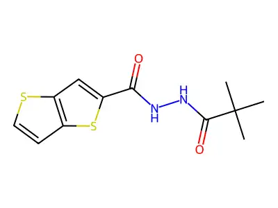 Thieno(3,2-b)thiophene-2-carboxylic acid, 2-(2,2-dimethyl-1-oxopropyl)hydrazide structure