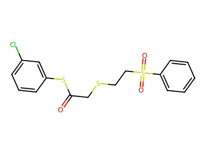 S-(3-Chlorophenyl) 2-[[2-(phenylsulfonyl)ethyl]thio]ethanethioate structure