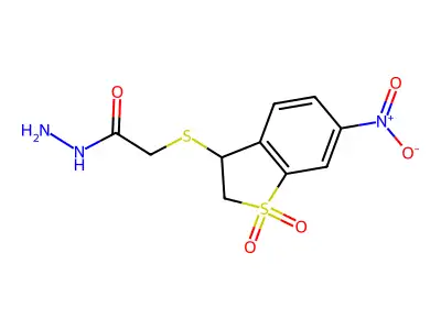 2-[(6-nitro-1,1-dioxo-2,3-dihydro-1H-1-benzothiophen-3-yl)sulfanyl]acetohydrazide structure