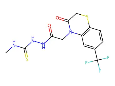 2,3-Dihydro-3-oxo-6-(trifluoromethyl)-4H-1,4-benzothiazine-4-acetic acid 2-[(methylamino)thioxomethyl]hydrazide structure