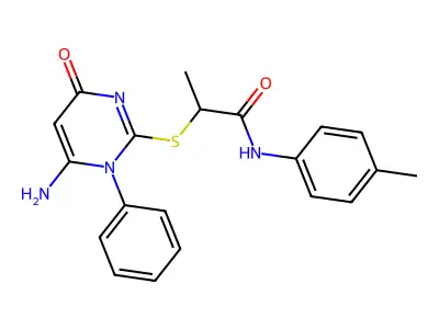 2-(6-amino-4-oxo-1-phenylpyrimidin-2-yl)sulfanyl-N-(4-methylphenyl)propanamide structure