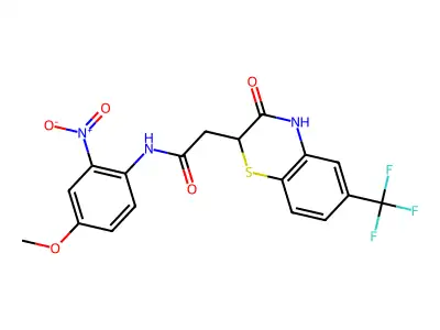N-(4-methoxy-2-nitrophenyl)-2-[3-oxo-6-(trifluoromethyl)-3,4-dihydro-2H-1,4-benzothiazin-2-yl]acetamide structure