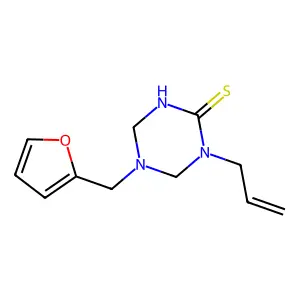 5-(Furan-2-ylmethyl)-1-prop-2-enyl-1,3,5-triazinane-2-thione structure