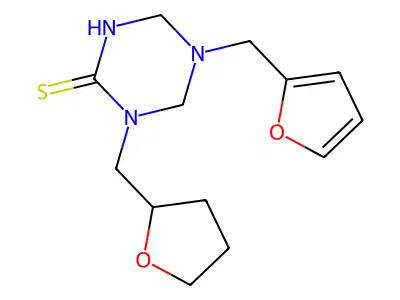 5-(Furan-2-ylmethyl)-1-(oxolan-2-ylmethyl)-1,3,5-triazinane-2-thione structure