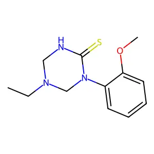 5-Ethyl-1-(2-methoxyphenyl)-1,3,5-triazinane-2-thione structure