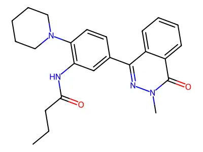 N-[5-(3-methyl-4-oxophthalazin-1-yl)-2-piperidin-1-ylphenyl]butanamide structure
