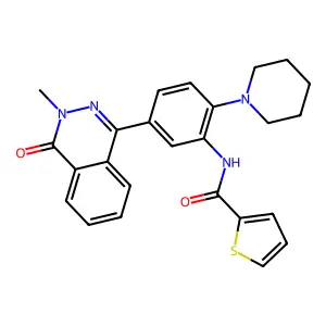 N-[5-(3-methyl-4-oxophthalazin-1-yl)-2-piperidin-1-ylphenyl]thiophene-2-carboxamide structure