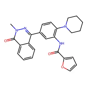N-[5-(3-methyl-4-oxophthalazin-1-yl)-2-piperidin-1-ylphenyl]furan-2-carboxamide structure