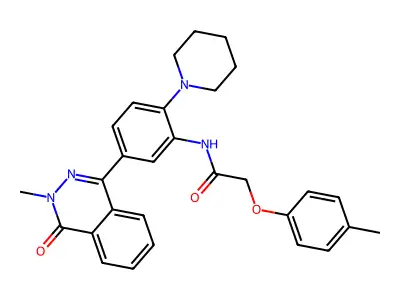 N-[5-(3-methyl-4-oxophthalazin-1-yl)-2-piperidin-1-ylphenyl]-2-(4-methylphenoxy)acetamide structure