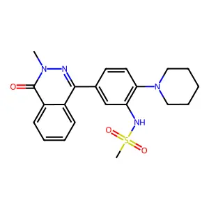 N-[5-(3-methyl-4-oxophthalazin-1-yl)-2-piperidin-1-ylphenyl]methanesulfonamide structure