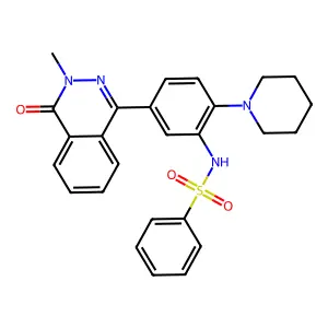 N-[5-(3-methyl-4-oxophthalazin-1-yl)-2-piperidin-1-ylphenyl]benzenesulfonamide structure