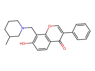 7-Hydroxy-8-[(3-methylpiperidin-1-yl)methyl]-3-phenylchromen-4-one structure