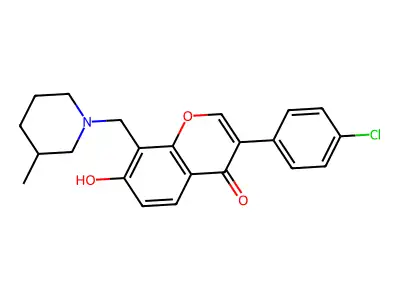 3-(4-chlorophenyl)-7-hydroxy-8-[(3-methylpiperidin-1-yl)methyl]-4H-chromen-4-one structure