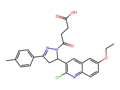 4-(5-(2-chloro-6-ethoxyquinolin-3-yl)-3-(p-tolyl)-4,5-dihydro-1H-pyrazol-1-yl)-4-oxobutanoic acid structure