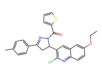 (5-(2-chloro-6-ethoxyquinolin-3-yl)-3-(p-tolyl)-4,5-dihydro-1H-pyrazol-1-yl)(thiophen-2-yl)methanone structure
