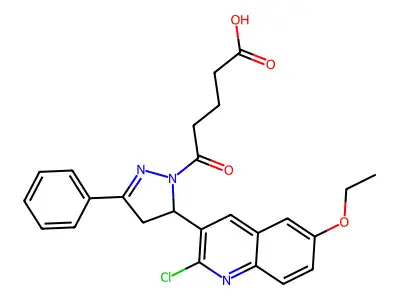 5-[5-(2-chloro-6-ethoxyquinolin-3-yl)-3-phenyl-4,5-dihydro-1H-pyrazol-1-yl]-5-oxopentanoic acid structure