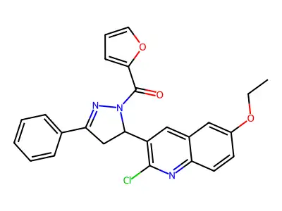 (5-(2-chloro-6-ethoxyquinolin-3-yl)-3-phenyl-4,5-dihydro-1H-pyrazol-1-yl)(furan-2-yl)methanone structure