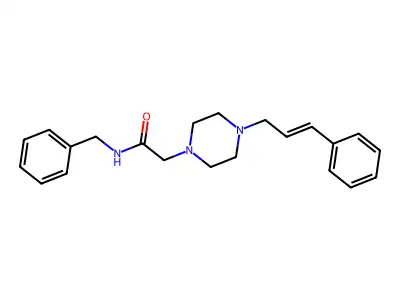 N-benzyl-2-(4-cinnamylpiperazin-1-yl)acetamide structure