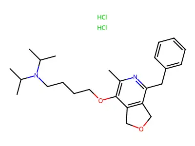 1-Butanamine, N,N-bis(1-methylethyl)-4-((1,3-dihydro-6-methyl-4-(phenylmethyl)furo(3,4-c)pyridin-7-yl)oxy)-, dihydrochloride structure