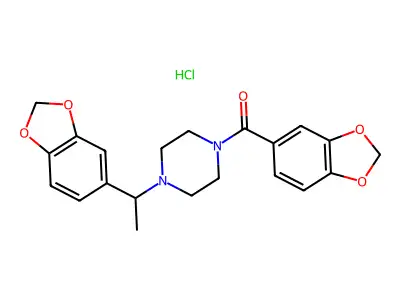 Piperazine, 4-(alpha-methylpiperonyl)-1-piperonyloyl-, hydrochloride structure