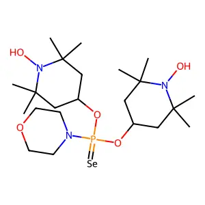 O,O-Bis(1-hydroxy-2,2,6,6-tetramethylpiperidin-4-yl) morpholin-4-ylphosphonoselenoate structure