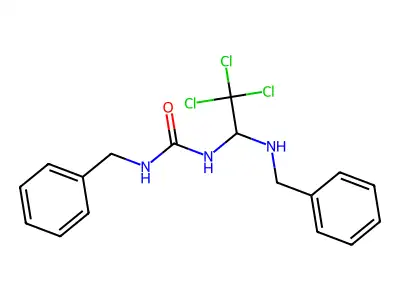 1-Benzyl-3-(1-benzylamino-2,2,2-trichloro-ethyl)-urea structure