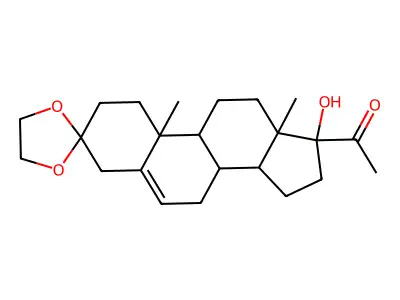 1-(17'-hydroxy-10',13'-dimethylspiro[1,3-dioxolane-2,3'-2,4,7,8,9,11,12,14,15,16-decahydro-1H-cyclopenta[a]phenanthrene]-17'-yl)ethanone structure