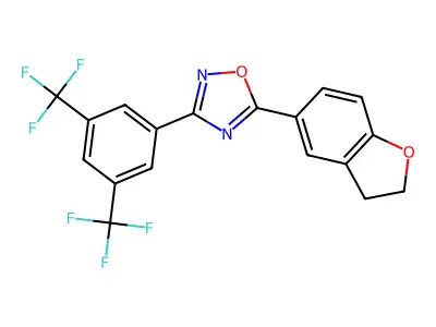 3-[3,5-Bis(trifluoromethyl)phenyl]-5-(2,3-dihydro-5-benzofuranyl)-1,2,4-oxadiazole structure