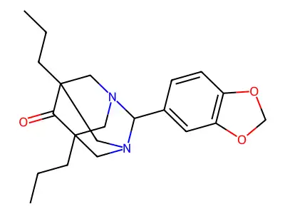 2-(1,3-Benzodioxol-5-yl)-5,7-dipropyl-1,3-diazatricyclo[3.3.1.1~3,7~]decan-6-one structure