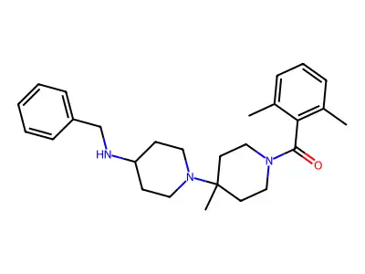 [4-[4-(benzylamino)-1-piperidyl]-4-methyl-1-piperidyl]-(2,6-dimethylphenyl)methanone structure