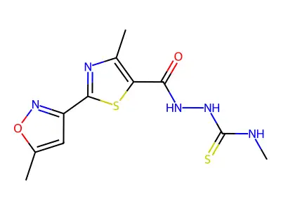 4-Methyl-2-(5-methyl-3-isoxazolyl)-5-thiazolecarboxylic acid 2-[(methylamino)thioxomethyl]hydrazide structure
