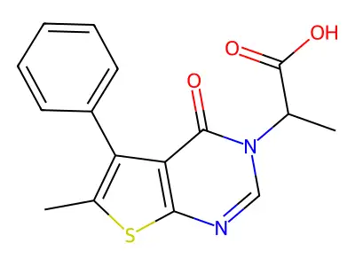 2-(6-Methyl-4-oxo-5-phenylthieno[2,3-d]pyrimidin-3-yl)propanoic acid structure