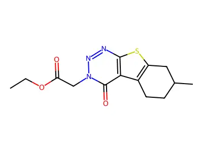 ethyl 2-(7-methyl-4-oxo-5,6,7,8-tetrahydro-[1]benzothiolo[2,3-d]triazin-3-yl)acetate structure