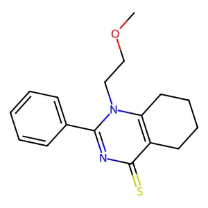 1-(2-methoxyethyl)-2-phenyl-5,6,7,8-tetrahydroquinazoline-4(1H)-thione structure