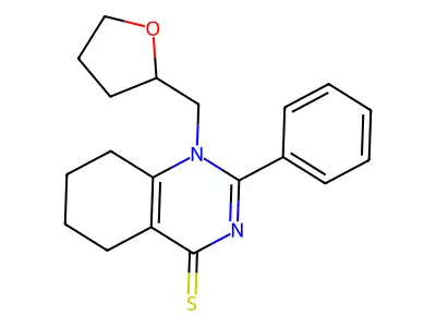 2-phenyl-1-((tetrahydrofuran-2-yl)methyl)-5,6,7,8-tetrahydroquinazoline-4(1H)-thione structure