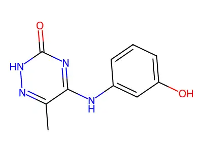 5-[(3-hydroxyphenyl)amino]-6-methyl-1,2,4-triazin-3(2H)-one structure